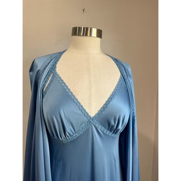 Vanity Fair Vintage Blue Nylon Nightgown & Robe Set Long Maxi Size 34 - Picture 13 of 13